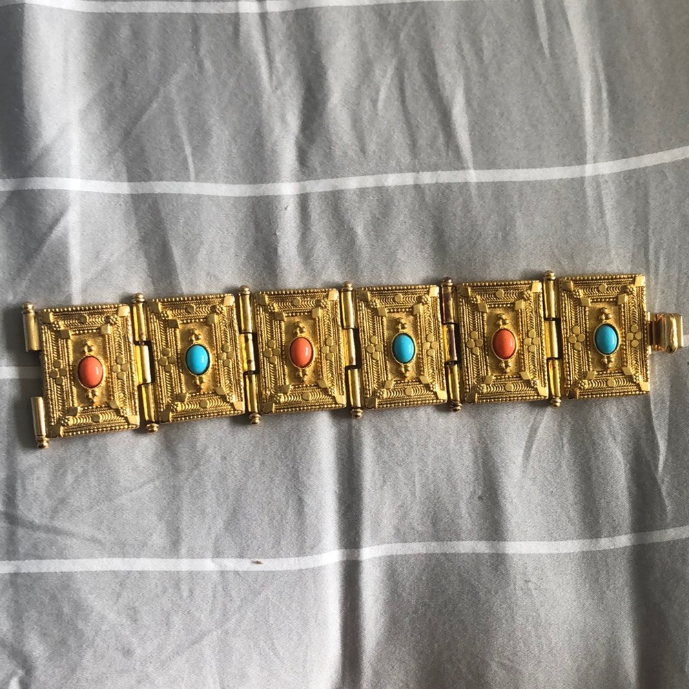 Ben Amun Coral and Turquoise link Bracelet